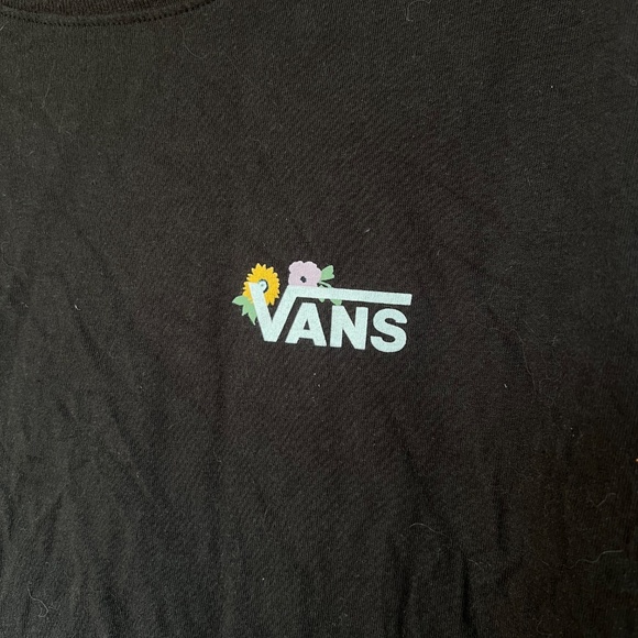 Women's Extra Large Flower Vans Long Sleeve Black Shirt Casual Attire Sreetwear - Picture 4 of 6